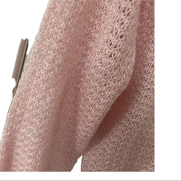 Vintage Handknit puff shoulder pink wool sweater - Picture 2 of 5
